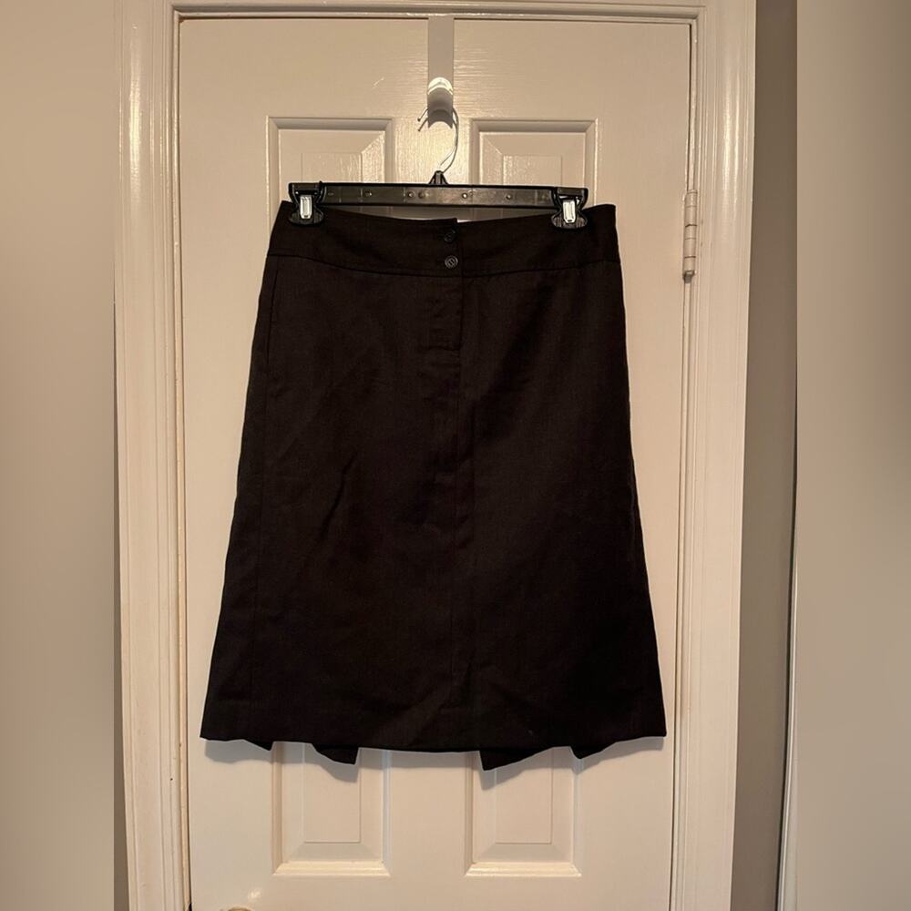 Vintage Y2K J. Crew Skirt Back Pleats Charcoal Black Wool Lined Size 6